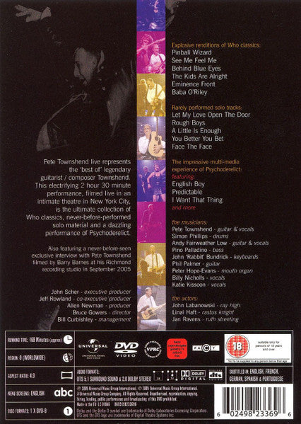 Pete Townshend – Psychoderelict Live In New York - Music Madness