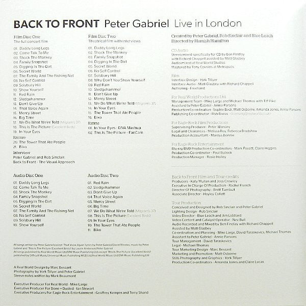 Peter Gabriel – Back To Front (Live In London) - Music Madness