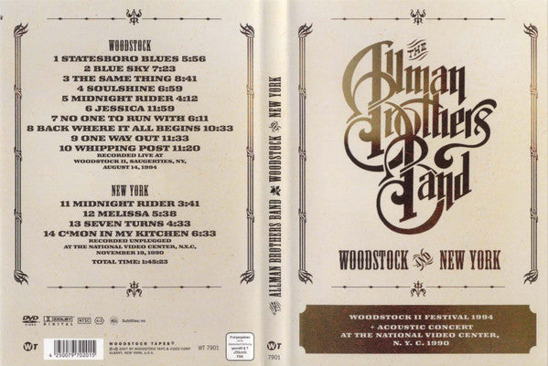 The Allman Brothers Band – Woodstock And New York DVD - Music Madness